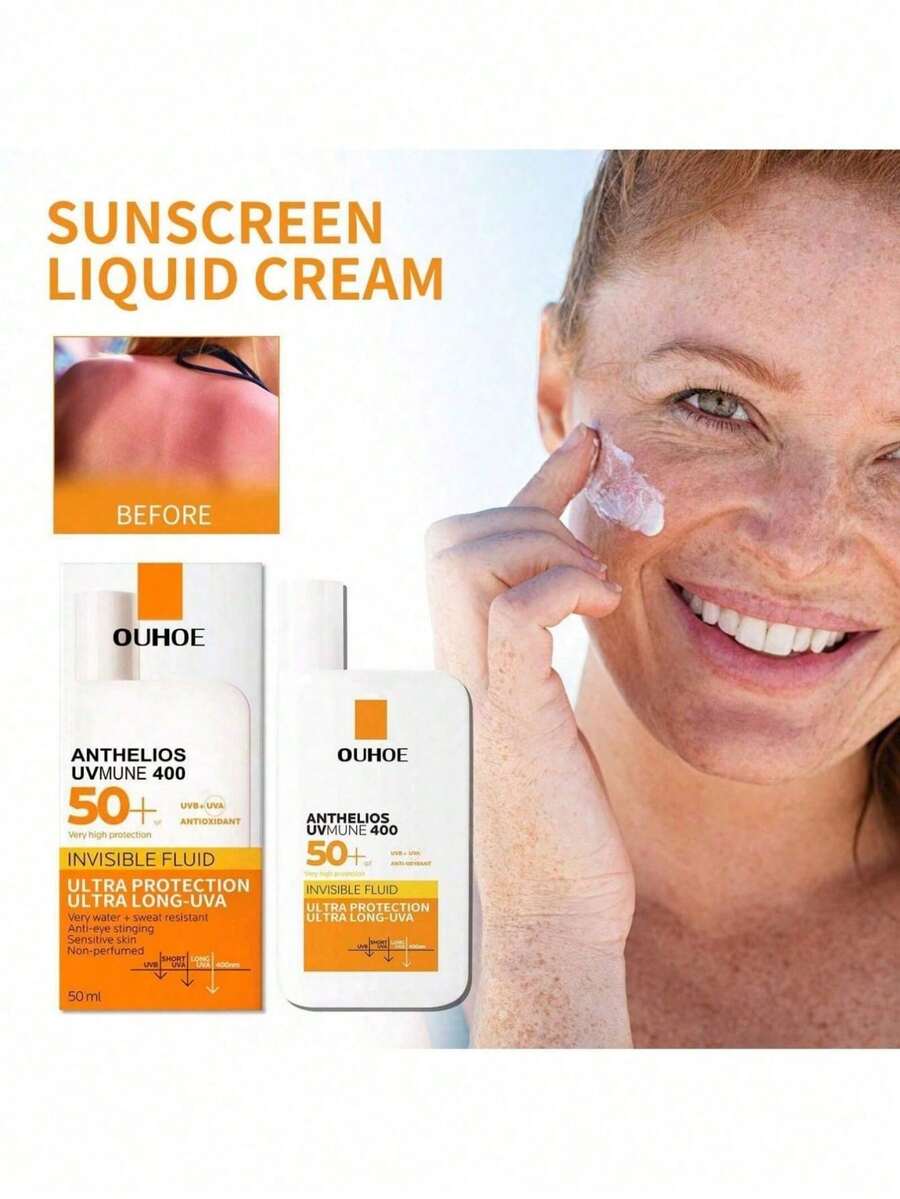50ml Crema protectora solar hidratante resistente al agua y al sudor con SPF50+, protección poderosa, todo el año - Blanco - Ver 1
