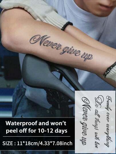 1 件英文临时纹身半永久纹身防水防汗持续 1-2 周逼真草本汁抗摩擦不反光仿黑色假纹身适用于女性和男性纹身贴纸适用于手臂、胸部、腿部、腹部、腰部、手指、颈部、脊柱、现代人体艺术