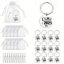 10 Sets Of 2025 Graduation Season Stainless Steel Keychain Friends Gifts With Candy Chocolate Snack Bags Thanks Tags Event Decoration Supplies