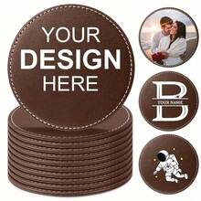 1PC Custom Faux Leather Coasters - Customize The Pattern You Want - Suitable For Coffee, Beer, And Wine Coasters - Personalized Gifts - Multicolor - View 7