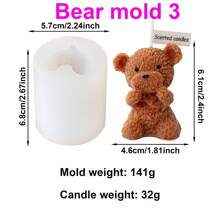 3D Cute Bear Silicone Candle Mold DIY Seated Bear Animal Handmade Candle Mold Soap Gypsum Epoxy Handicraft Making Supplies Creative Gifts Home Decoration Holiday Gifts Candle Making Lovers