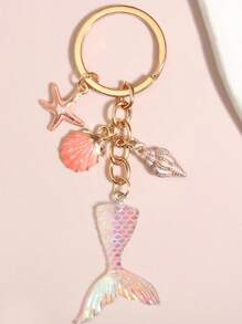 1pc Random Style Mermaid Princess Shell, Starfish, Drifting Bottle Key Chain