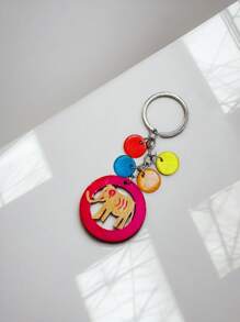 Handmade Natural Coconut Shell Key Chain, Minimalist Creative Design, Unique Vintage Decoration
