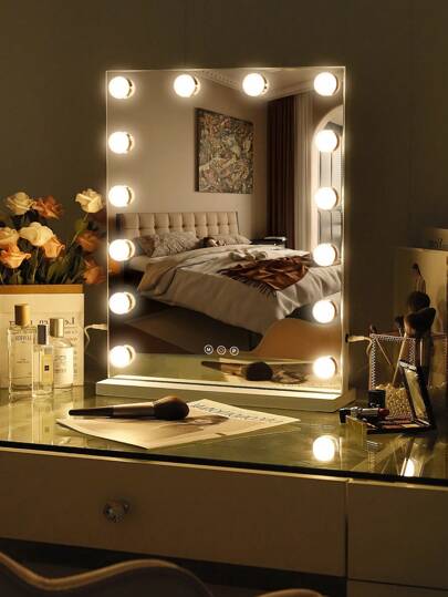 FENCHILIN Vertical LED Illuminated Makeup Mirror, USB Plug In Spiegel Lighting Powder Room, Bedroom White, 40cm 50cm view 2