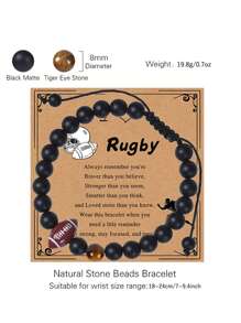 1 pieza Pulsera con cuentas con diseño de béisbol y tarjeta de bendición, pulsera con dije de cruz