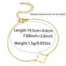 1 pieza Pulsera de acero inoxidable minimalista con flor de cuatro hojas hueca, adecuada para uso diario o fiesta de las mujeres, gran regalo para el Día de la Madre