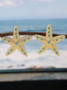 1pair Stylish Cross-Border Hot-Selling Ocean-Themed Starfish Earrings For Women, Summer - Summer Starfish Earrings - View 18