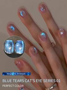 PERPECT COLOR Blauer Tränen Katzenauge Serie, 3 Farben 1 Stück/3g einzigartige blaue Farbe und magnetisches Pulver, verleiht einen träumerischen, romantischen Eindruck, verleiht der gesamten Nagelkunst einen einzigartigen Charme, Salon Zuhause Geschenk für Frauen