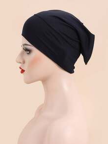 Minimalist Casual Comfortable Solid Color Viscose Pullover Beanie - Navy Blue - View 2