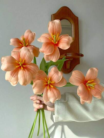 人造郁金香花家居装饰插花婚礼花束室内人造花茎插花瓶派对装饰中心装饰、情人节、礼物生日毕业