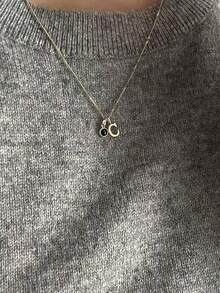 925 Silver Rhinestone Embellished 26 English Alphabet Pendant Necklace, Minimalist & Fashionable Jewelry Gift, Valentine's Day - Yellow Gold - View 9