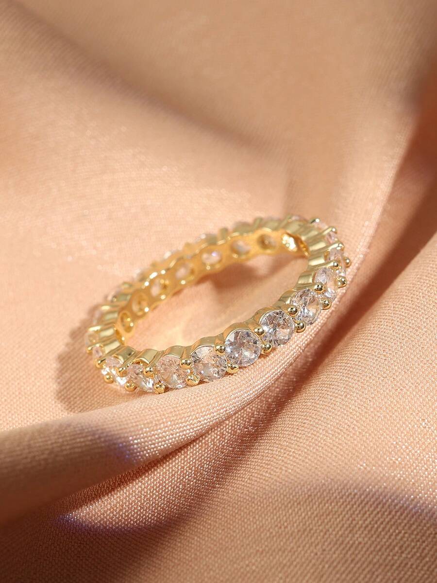 rakol 1pc Gold Cubic Zirconia Decorative Ring - Gold - View 1