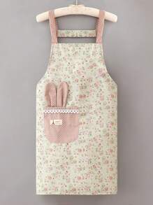 1 pièce de tablier personnalisé avec motif floral Ditsy, tablier de cuisine en canevas à fleurs Ditsy, style fermier respirant mignon pour adulte, pour l'été, la cuisine, la salle de bain, la maison, les fournitures ménagères