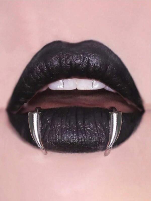 2pcs Punk Style Non Piercing Lip Rings In Silver, Fashionable And Personalized Lip Rings