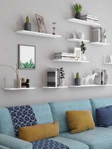 1pc Partition Wall Hanging Shelf, No Drill Needed Wall Mounted 1-Tier Storage Rack, Bedroom/Kitchen Wall Decor Hanging Shelf