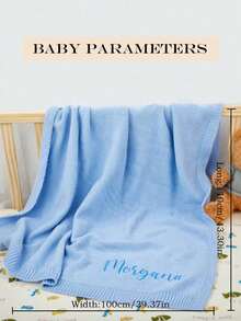 Customizable Name Embroidered Personalized Baby Stroller Blanket Cover, Knitted Nap Throw Blanket, Sofa Throw Blanket - Multicolor - View 4