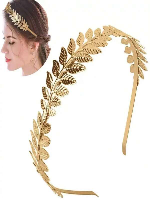 1 pièce Serre-tête en métal de style européen et américain à la mode avec feuille, accessoire de cheveux pour femmes, bandeau, cerceau de cheveux