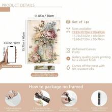 1 szt./3 szt. Retro kwiatowy dekoracyjny drewniany znak wiszący obraz, kreatywna i prosta dekoracja domu, dekoracja salonu, sypialni, jadalni, kawiarni, dekoracja pulpitu i ściany, artystyczny obraz na płótnie bez ramy, obraz na płótnie w ramie, drewniany obraz wiszący, wiszący obraz w formie zwoju, wielofunkcyjna dekoracja ścienna i pulpitu, idealny prezent dla rodziny i przyjaciół.