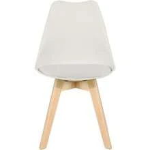 White Circular Dinner Table Set With 4 Dining Chairs White - WhiteTable&WhiteChairs - View 4