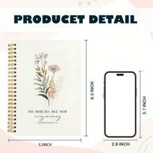 1 Pc Christian Spiral Notebook, Women's Christian Notebook, Christian Floral Notebook, Morning Journal, "His Mercies Are New Every Morning", Bible Journal, 5.5 X 8.3 In, 50 Pages,School Supplies,Back To School