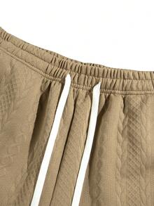 Men's Casual Fashion Textured Patterned Beach & Sports Shorts - Khaki - View 4