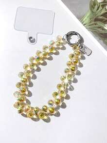 1 件奢华高端水晶手柄链腕带带夹，手机壳钥匙扣包配件，附透明垫 - 淡紫色 - 查看 8