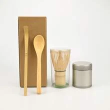 4 Stück/Set japanischer Stil Matcha Dose Holzlöffel exquisite Unterpackung Dose perfektes Geschenk für Zeremonien, Schulanfang