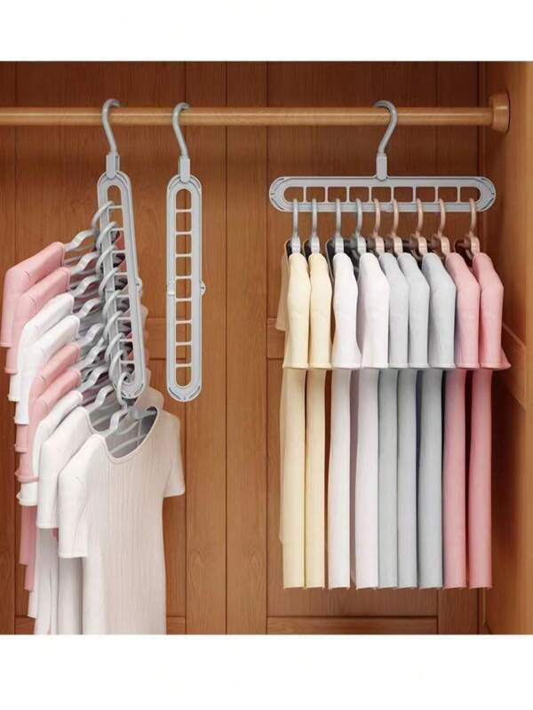 1pc/3pcs 9-Hole Multi-Function Rotating Foldable Clothes Hanger With Storage Rack, Decorative Item For Room, Home, Bedroom Storage