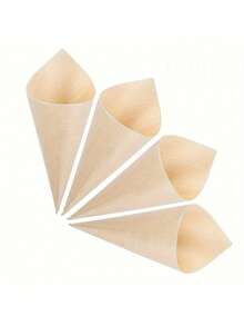 10 piezas de soportes de cono de madera con 100 piezas de pinchos para frutas, adecuados para aperitivos, alimentos para el dedo, frutas, postres y helados, ideales para aperitivos, fiestas y reuniones - Multicolor - Ver 6