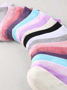 20 pares de calcetines cortos y finos de colores múltiples para mujer, calcetines de tobillo de moda casual de vamp bajo, de verano