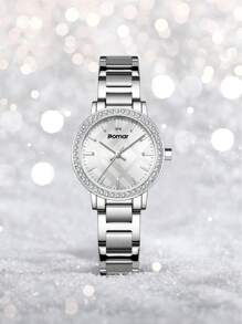 1pc Women Elegant Simple Stainless Steel Quartz Watch, Suitable For Holiday Gift, Women Watch
