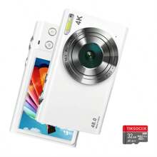 4K Ultra HD Compact Digital Camera - 48MP, Auto Focus, 16X Zoom, Anti-Shake, 2.8" IPS Screen, Rechargeable Battery, Camera For Photography, Suitable For Teenagers And Beginners, Includes 32G TF Card, Photo/Video Capture, Webcam Function, Great Gift For Thanksgiving, Christmas And New Year