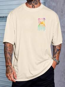 Shirt Oversized Streetwear Bear Bear Rainbow Skate Punk Rock Tie Dye REF 7194 FLUXOGEEK - Màu Khaki - Xem 2