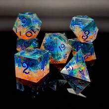 7pcs Handmade Shiny Pointed Resin Polyhedral Dice Set, Unique Translucent Underwater Design, Game Gift, Suitable For Tabletop RPG, Cosplay Boardgames, Holiday Party Supplies - Multicolor - View 3