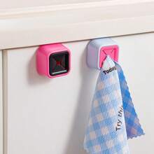 1/2/4pcs No Drill Hanging Towel Holders, Convenient Rag Storage Clips, Soft Material, Fits Cabinets, Wardrobes, Bathrooms, For Hanging Towels, Washcloths, Rags And Gloves, Practical Kitchen & Bathroom Accessory