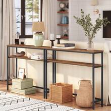 Console Table, Hallway Table With Adjustable Shelf, Slim Sofa Table, 2-Tier Side Table With Storage Shelf, For Living Room, Office, Industrial, Sturdy - Brown - View 6