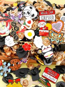 5/10/15/30/40/50/60/75/85/95/100 pièces Broche mixte aléatoire (sans double), styles, motifs, formes variés, épingles en métal d'alliage, personnages de dessins animés mignons, assortiment aléatoire, accessoires décoratifs pour sacs, vêtements, accessoires de bureau, chemises, vestes, bijoux, Noël, Halloween