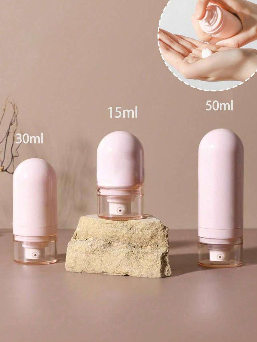 15-30-50ml Botellas recargables con bomba - Compactas y lindas, a prueba de agua y portátiles, botellas de viaje con tapa para crema cosmética, loción, ungüento, envases de crema para el cuidado de la piel, bálsamo labial, accesorios de baño y artículos de viaje esenciales