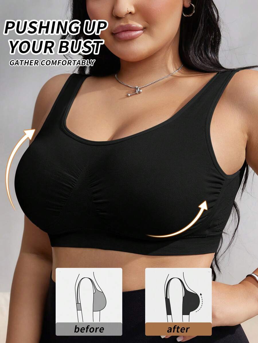 1pc Women Plus Size Hollow Back Breathable Wear-Anywhere Cropped Racerback Cami Tank Top, For Streetwear, Yoga, Running