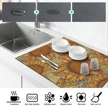 Tapis de cuisinière, dessous de plat tournesol et chat noir, résistant à la chaleur, antidérapant, résistant aux rayures, facile à nettoyer, convient pour la cuisinière, le plan de travail, le placard, le lave-vaisselle, la machine à laver, le sèche-linge, la plaque à induction et la table à repasser, protecteur de surface de cuisson en verre céramique, résistant à la chaleur, résistant aux rayures, couvre-plaque de cuisson antidérapant, tapis pour cafetière, tapis de machine à café - Multicolore - Voir 6