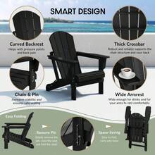 Westintrends Outdoor Folding HDPE Adirondack Chair, Patio Seat, Weather Resistant - màu đen - Xem 7