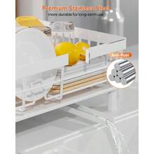 Dish Drainer Rack With Drip Tray,Detachable Large Dish Drying Rack For Kitchen,Stainless Steel Draining Board Rack With Utensil Holder,Swivel Drainage Spout,Kitchen Sink Drainer Rack - Blanco - Ver 2