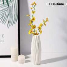 Florero de plástico de unicolor estilo nórdico, duradero y antideslizante para decoración de flores artificiales, soporte creativo y minimalista para arreglos florales para la sala de estar