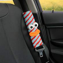 1 件可爱怪物汽车安全带套肩垫，有趣的香肠嘴设计，可爱的眼睛，柔软舒适的汽车安全带垫配件