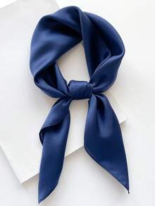 1pc Solid Color 90cm Satin Scarf, Comfortable & Simple Women Bandana, Versatile Spring/Summer/Autumn Square Scarf, Headband, Neck Scarf, Suitable For Daily Outings, Dates, Dinners, Events - Rust - View 5