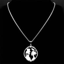 Gothic Braut und Bräutigam Edelstahl Schädel Krähen Anhänger Halskette für Frauen Männer Schwarzer Fotokarten Rahmen Paar Schmuck Party Geschenk