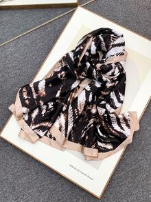 1pc Leopard Print Diamond Pattern Summer Shawl, Chiffon Scarf & Wrap - Multicolor - View 10