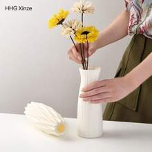 Florero de plástico de unicolor estilo nórdico, duradero y antideslizante para decoración de flores artificiales, soporte creativo y minimalista para arreglos florales para la sala de estar
