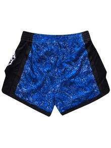 Pantalones cortos deportivos de secado rápido de color contrastante con cordón para hombres, pantalones cortos de gimnasio casuales impresos para boxeo y baloncesto - Azul - Ver 2