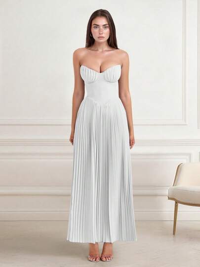 فستان ماكسي أنيق وجذاب للحفلات مع خصر منسدل